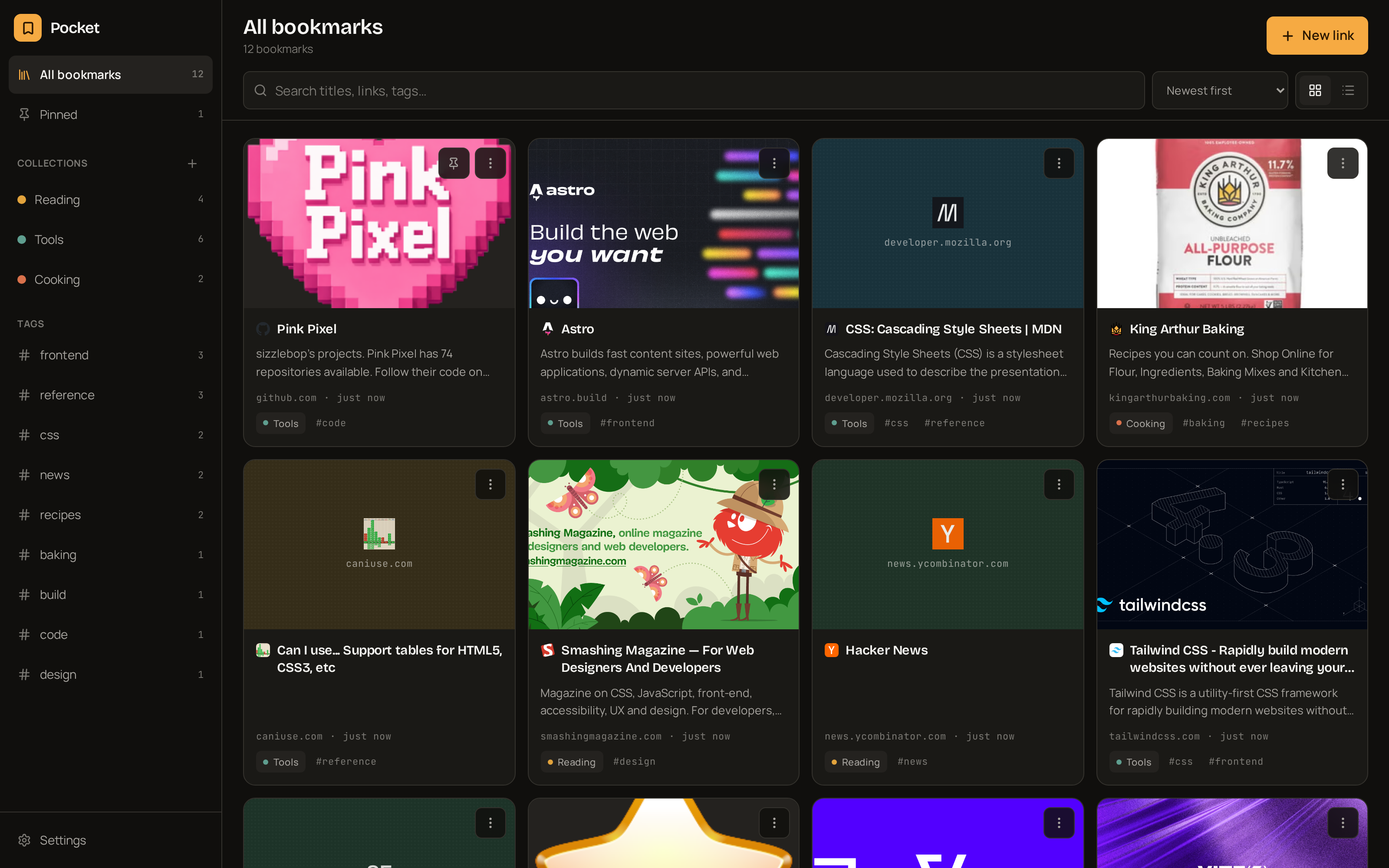 Pocket Grid View Interface